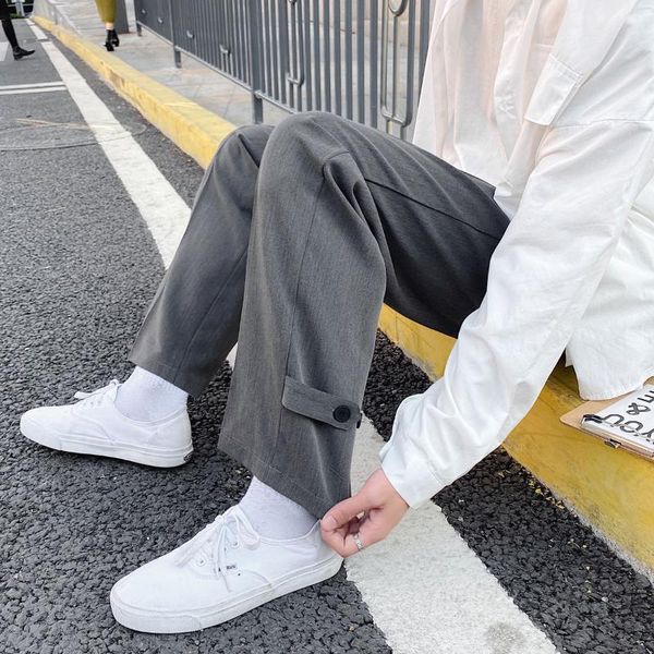 men's pants 2021 spring drape small trousers loose straight pure color korean casual mopping, Black
men's pants 2021 spring drape small trousers loose straight pure color korean casual mopping, Black