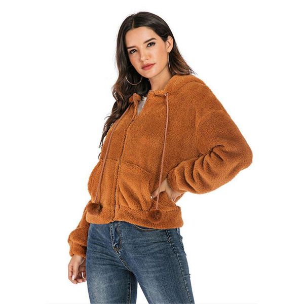 women's jackets womens winter plush long sleeve hooded jacket zipper front solid color faux fleece warm coat loose drawstring sweatshir, Black;brown
women's jackets womens winter plush long sleeve hooded jacket zipper front solid color faux fleece warm coat loose drawstring sweatshir, Black;brown