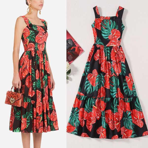 casual dresses red fashion print strapless long dress, Black;gray