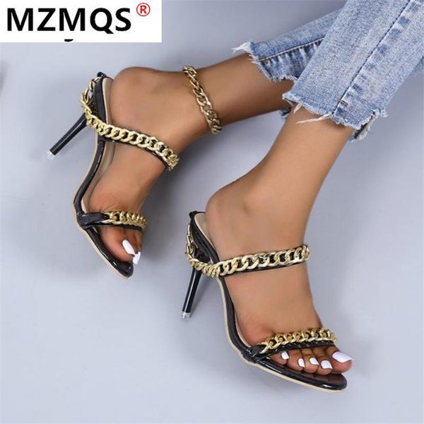 sandals fashion metal decoration heels 2021 summer comfortable thin chain females party plus size 43, Black
sandals fashion metal decoration heels 2021 summer comfortable thin chain females party plus size 43, Black