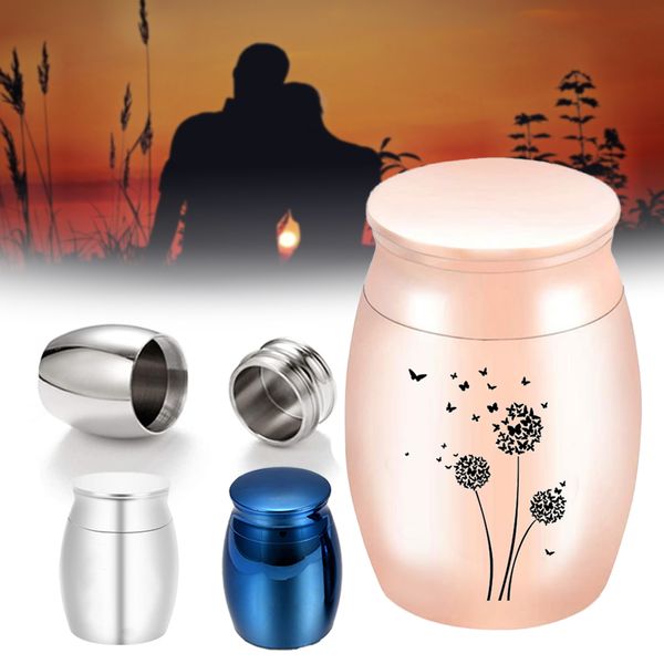 dandelion cremation urn pendant mini urn keepsake human or pet urn leak-proof ashes jar-with velvet gift bag, Silver