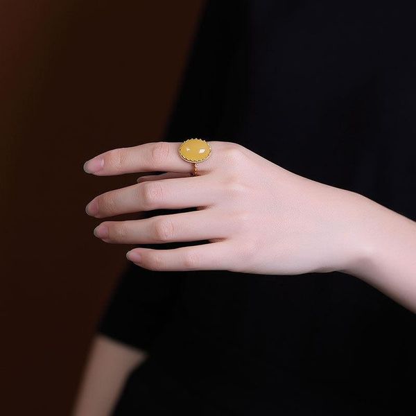 cluster rings natural amber ring temperament wild creative court women's open original s925 sterling silver gold plated, Golden;silver
cluster rings natural amber ring temperament wild creative court women's open original s925 sterling silver gold plated, Golden;silver