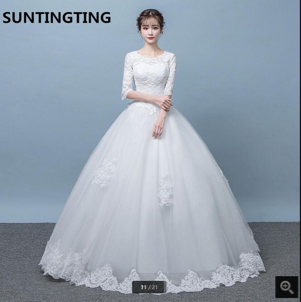 2021 robe de soiree lace modest ball gown wedding dress half sleeve scoop neck princess puffy corset bridal gowns dubai arabic vintage musli, White
2021 robe de soiree lace modest ball gown wedding dress half sleeve scoop neck princess puffy corset bridal gowns dubai arabic vintage musli, White