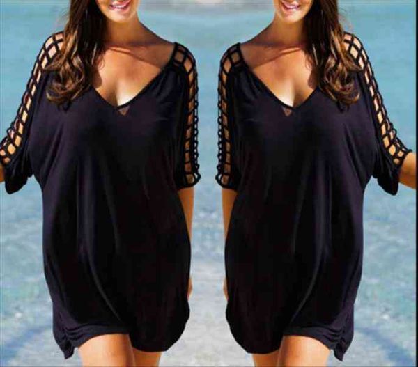 women plus size beachwear bikini cover up kaftan t-shirt blouse mini dress, Black;gray
women plus size beachwear bikini cover up kaftan t-shirt blouse mini dress, Black;gray