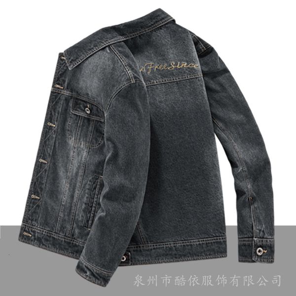 for male denim et 2021 spring and autumn korean fashion work cloth men's casual sports coat, Black;brown
for male denim et 2021 spring and autumn korean fashion work cloth men's casual sports coat, Black;brown