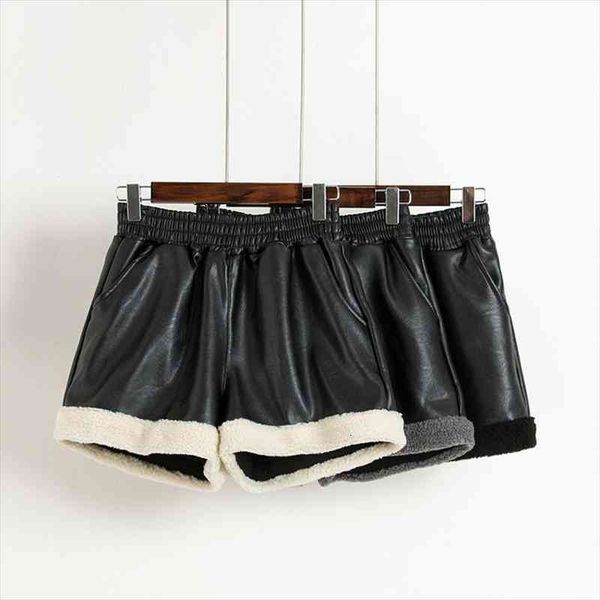 teenage girls pu leather elastic waist women shorts lamb velvet winter warm sexy, White;black
teenage girls pu leather elastic waist women shorts lamb velvet winter warm sexy, White;black