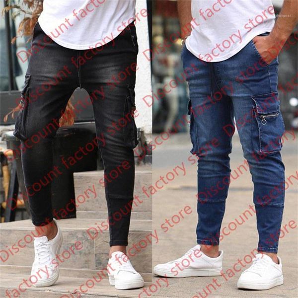 stretch casual jeans stylish solid color multi pocket male designer new jeans mens zip trim, Blue
stretch casual jeans stylish solid color multi pocket male designer new jeans mens zip trim, Blue