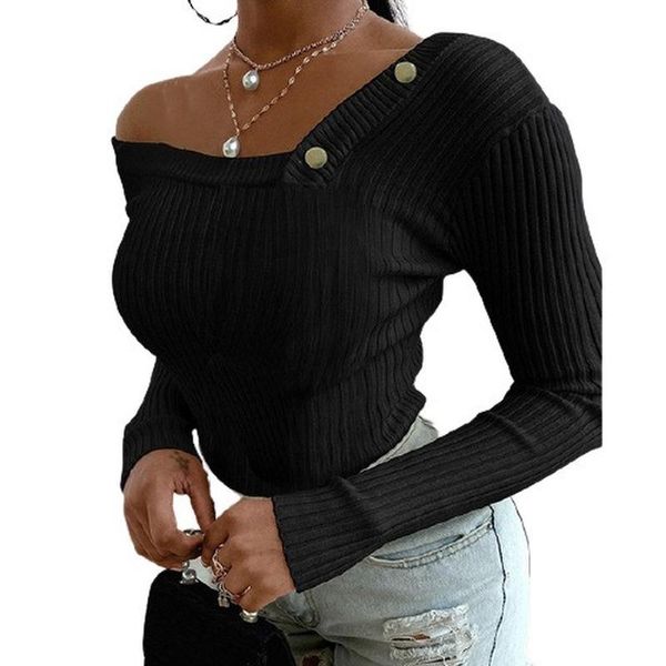 women winter fall one shoulder casual pullover 2021 autumn fashion solid kintted long sleeve v-neck sweater shirt streetwear, White;black
women winter fall one shoulder casual pullover 2021 autumn fashion solid kintted long sleeve v-neck sweater shirt streetwear, White;black
