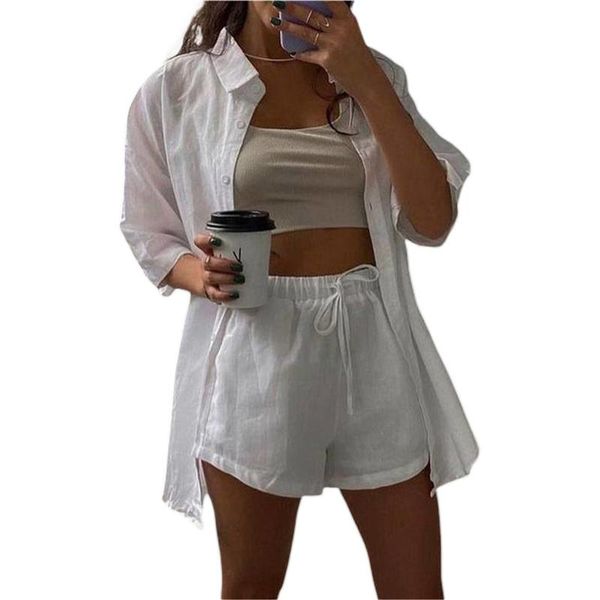 women's tracksuits 2 pieces clothing set casual turn-down collar shirts and shorts fashion outfits matching sets loose short sleeve blo, Gray
women's tracksuits 2 pieces clothing set casual turn-down collar shirts and shorts fashion outfits matching sets loose short sleeve blo, Gray