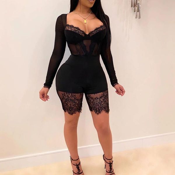women's jumpsuits & rompers long sleeve bodycon lace patchwork playsuits strapless mesh black club slim women casual short 2021 cloth, Black;white
women's jumpsuits & rompers long sleeve bodycon lace patchwork playsuits strapless mesh black club slim women casual short 2021 cloth, Black;white