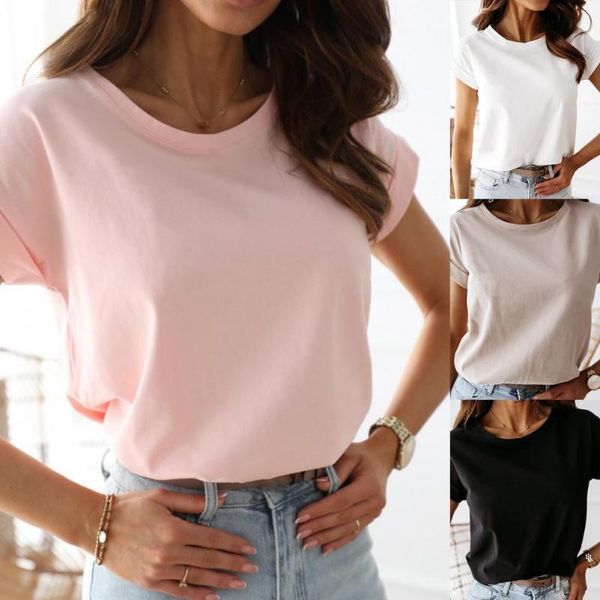 women's t-shirt women summer fashion elegant solid color casual loose pullover o-neck short sleeve t shirt tees, White
women's t-shirt women summer fashion elegant solid color casual loose pullover o-neck short sleeve t shirt tees, White