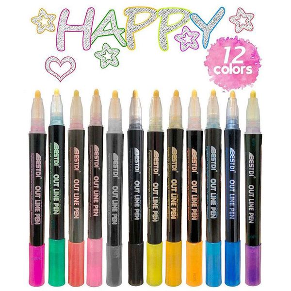 gift sets 12 color metal paint marker pen set double line for diy drawing painting doodling school supplies children art tools
gift sets 12 color metal paint marker pen set double line for diy drawing painting doodling school supplies children art tools