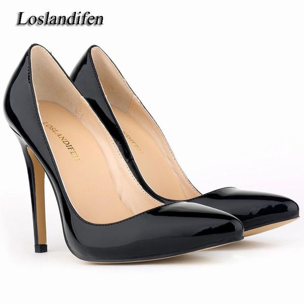 big size 41.42 women pointed toe shallow mouth 11cm thin high heel pump female patent glossy cute candy color simple shoes, Black
big size 41.42 women pointed toe shallow mouth 11cm thin high heel pump female patent glossy cute candy color simple shoes, Black