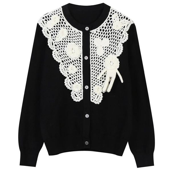women's knits & tees high fashion o-neck hit color gauze hook flower hollow loose retro black knitted cardigan coat 2021 fall winter wo, White
women's knits & tees high fashion o-neck hit color gauze hook flower hollow loose retro black knitted cardigan coat 2021 fall winter wo, White