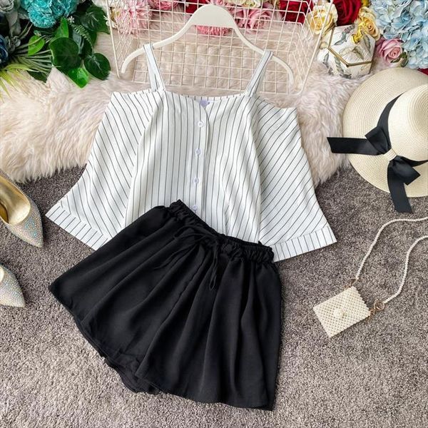fashion two piece set summer women tracksuits retro one shoulder chiffon shirt ruffled wide leg shorts pants, Gray
fashion two piece set summer women tracksuits retro one shoulder chiffon shirt ruffled wide leg shorts pants, Gray