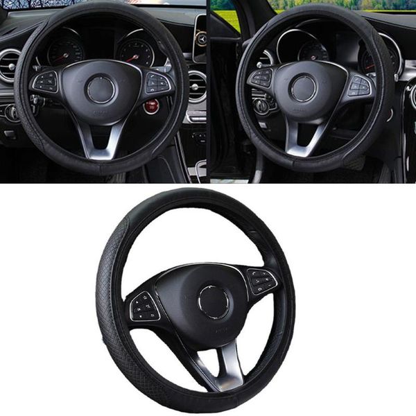 steering wheel covers black leather car cover universal protective interior accessories for 37-38cm diameter
steering wheel covers black leather car cover universal protective interior accessories for 37-38cm diameter