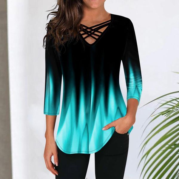 women's blouses & shirts casual blouse hollow out v-neck long-sleeve tie-dye printing loose ladies blusas, White
women's blouses & shirts casual blouse hollow out v-neck long-sleeve tie-dye printing loose ladies blusas, White