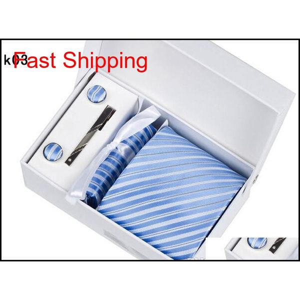 50 colors quality mens neck tie set wedding ties & tie clips & cufflinks & hanky gift box fashion business qylqct mj_fashion, Black;blue
50 colors quality mens neck tie set wedding ties & tie clips & cufflinks & hanky gift box fashion business qylqct mj_fashion, Black;blue