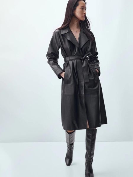 women's leather & faux xikom women chic fashion lapel solid pu folds slim belt midi dress vintage long sleeve female office lady elegan, Black
women's leather & faux xikom women chic fashion lapel solid pu folds slim belt midi dress vintage long sleeve female office lady elegan, Black