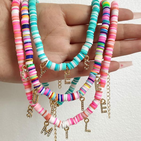 chains custom crystal 26 initials soft polymer clay beaded necklace for women letter name color beads choker collier femme jewelry, Silver
chains custom crystal 26 initials soft polymer clay beaded necklace for women letter name color beads choker collier femme jewelry, Silver