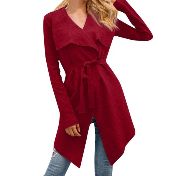 women's trench coats waterfall collar pocket front wrap work wear long sleeve knee length with belts office women out abrigo mujer, Tan;black
women's trench coats waterfall collar pocket front wrap work wear long sleeve knee length with belts office women out abrigo mujer, Tan;black