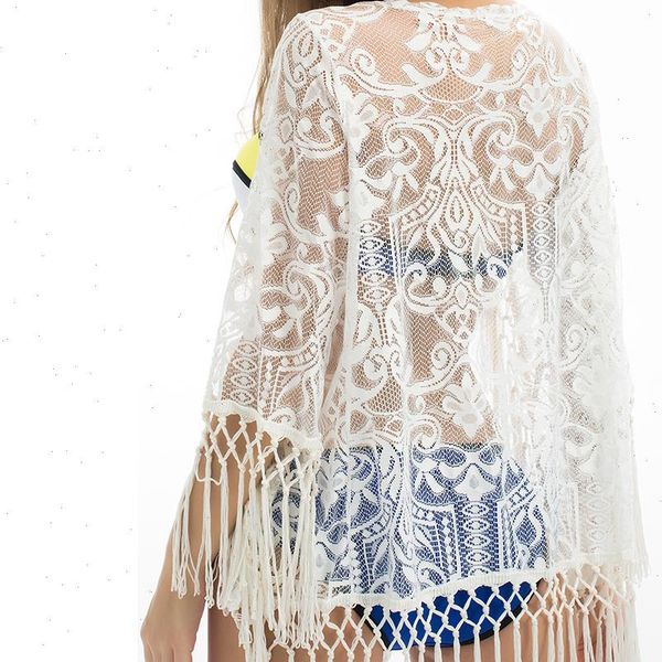women boho beach summer bathing suit lace hollow out crochet tassel swimwear kimono cardigan floral blouse blusa feminina, White
women boho beach summer bathing suit lace hollow out crochet tassel swimwear kimono cardigan floral blouse blusa feminina, White