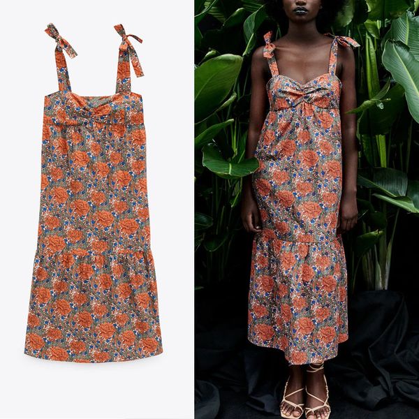 2021 women vintage floral print za dress adjustable tie straps midi summer dresses woman smocked elastic cottagecore dress x0521, Black;gray
2021 women vintage floral print za dress adjustable tie straps midi summer dresses woman smocked elastic cottagecore dress x0521, Black;gray