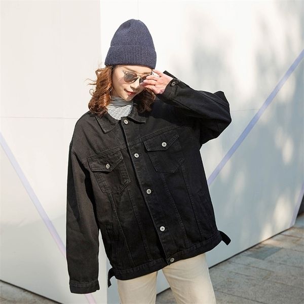 women jeans jacket black long basical denim jacket coat single breasted full sleeves bf fashion loose women denim coats 201017, Black;brown
women jeans jacket black long basical denim jacket coat single breasted full sleeves bf fashion loose women denim coats 201017, Black;brown