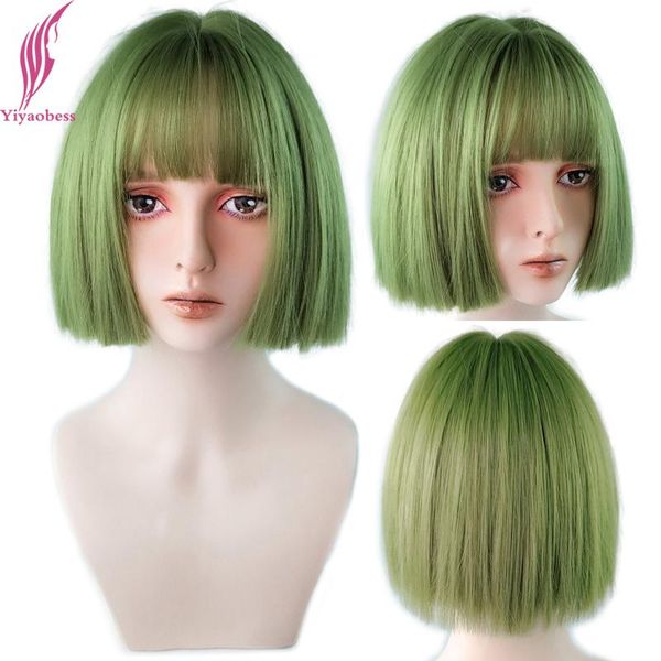 synthetic wigs yiyaobess 12inch straight colorful short wig hair green pink yellow white costume party cosplay for women 6 color, Black 
synthetic wigs yiyaobess 12inch straight colorful short wig hair green pink yellow white costume party cosplay for women 6 color, Black