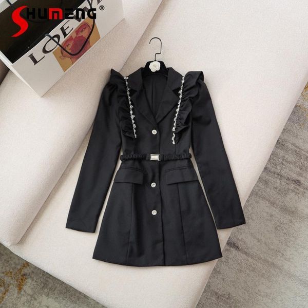 casual dresses 2021 autumn tailored collar long sleeve single breasted dress female fashion pleated slim waist a- line for women, Black;gray
casual dresses 2021 autumn tailored collar long sleeve single breasted dress female fashion pleated slim waist a- line for women, Black;gray