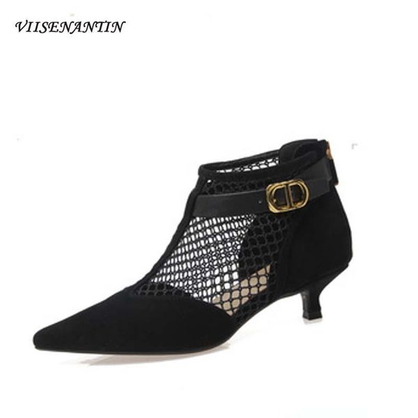 boots pointed toe hollow leather stitching low-heeled sheepskin net style back zipper metal buckle stiletto sandals, Black
boots pointed toe hollow leather stitching low-heeled sheepskin net style back zipper metal buckle stiletto sandals, Black