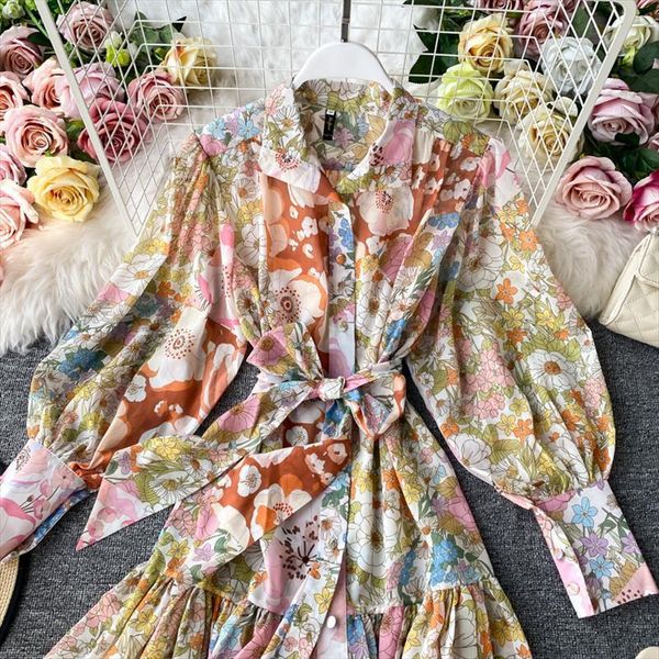 fashion casual floral office women dress vintage buttons holiday vestidos lantern sleeves, Black;gray
fashion casual floral office women dress vintage buttons holiday vestidos lantern sleeves, Black;gray