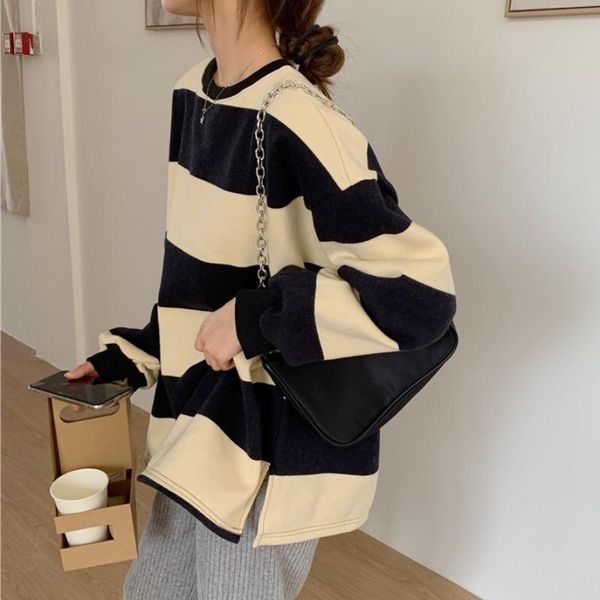 women's hoodies & sweatshirts striped sweater women spring autumn 2021 korean loose pullover fashion hit color coats temperament all-ma, Black
women's hoodies & sweatshirts striped sweater women spring autumn 2021 korean loose pullover fashion hit color coats temperament all-ma, Black