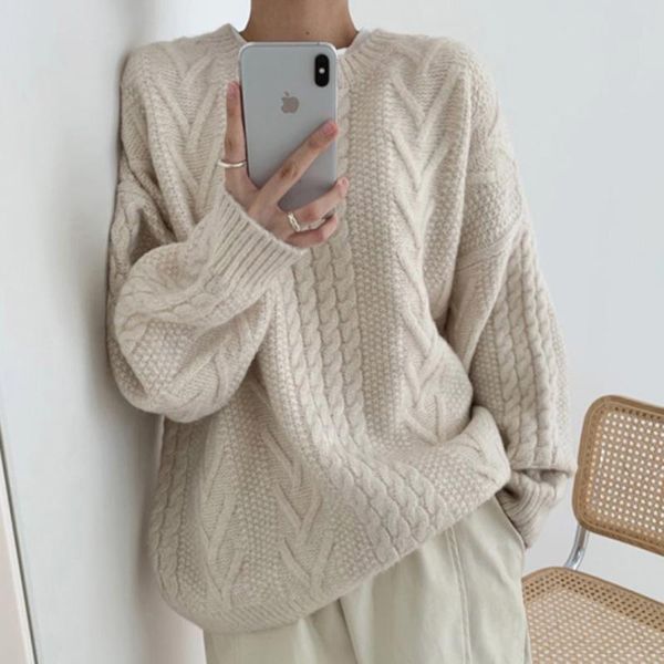 women's sweaters 2021 autumn winter twist knitted sweater solid color loose women warm oversize pullovers poleras mujer lazzy jumper, White;black
women's sweaters 2021 autumn winter twist knitted sweater solid color loose women warm oversize pullovers poleras mujer lazzy jumper, White;black
