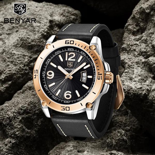 wristwatches benyar 2021 black gold watch for men waterproof quartz fashion military wristwatch relogio masculino, Slivery;brown
wristwatches benyar 2021 black gold watch for men waterproof quartz fashion military wristwatch relogio masculino, Slivery;brown