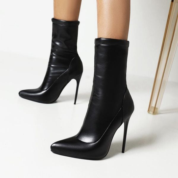 boots super high stiletto pointed toe frosted flock autumn and winter warm socks short plush inner sleeve women mid-calf, Black
boots super high stiletto pointed toe frosted flock autumn and winter warm socks short plush inner sleeve women mid-calf, Black