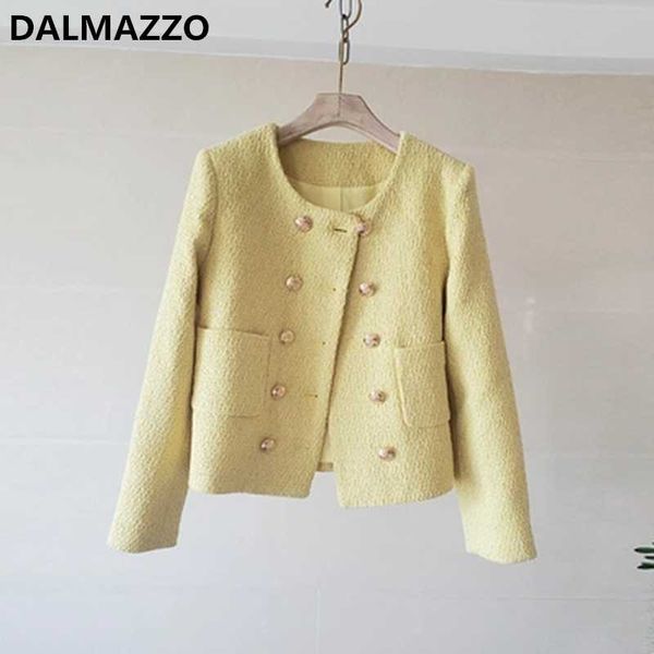 women's jackets dalmazzo fashion tweed woolen double breasted short jacket coat 2021 spring autumn ladies christmas slim coats female, Black;brown
women's jackets dalmazzo fashion tweed woolen double breasted short jacket coat 2021 spring autumn ladies christmas slim coats female, Black;brown