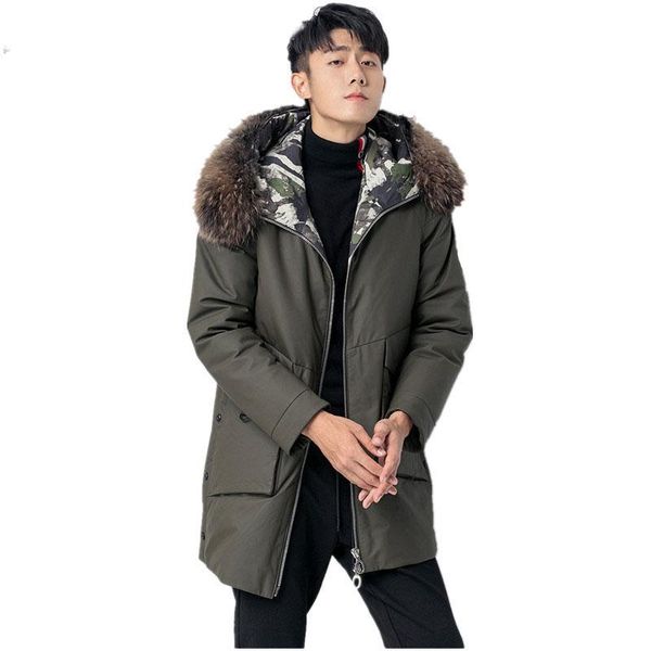 men's leather & faux genuine jacket raccoon fur collar down winter men cow long coat z18jmn1883 my1197, Black
men's leather & faux genuine jacket raccoon fur collar down winter men cow long coat z18jmn1883 my1197, Black
