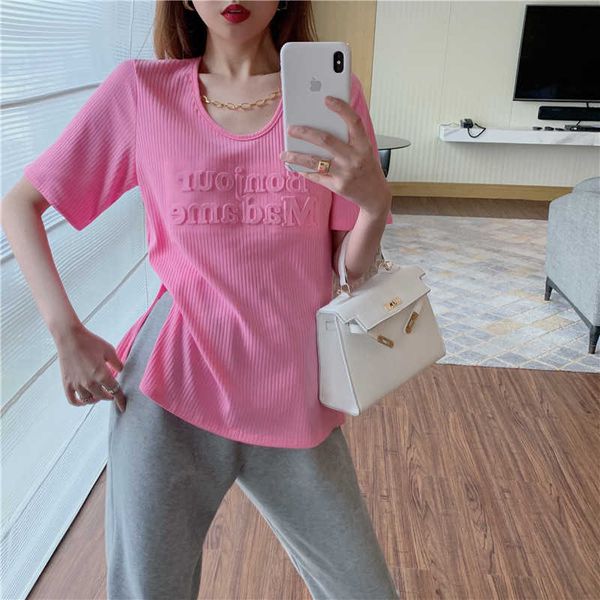summer korean version of loose hem split chain decoration solid color 3d letters slim slimming t-shirt women 210531, White
summer korean version of loose hem split chain decoration solid color 3d letters slim slimming t-shirt women 210531, White