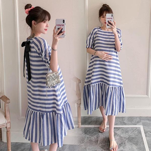 maternity dresses 9018# 2021 summer navy blue striped long dress lovely korean fashion loose clothes for pregnant women pregnancy, White
maternity dresses 9018# 2021 summer navy blue striped long dress lovely korean fashion loose clothes for pregnant women pregnancy, White