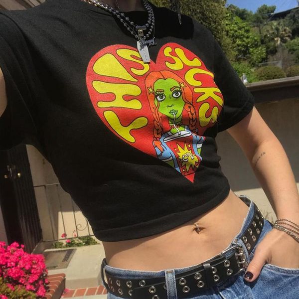 women's t-shirt crop cartoon print trendy summer short sleeve crewneck slim fit casual tee tshirt, White
women's t-shirt crop cartoon print trendy summer short sleeve crewneck slim fit casual tee tshirt, White