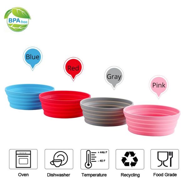 bowls 680ml grade silicone collapsible expandable bowl 4 color travel foldable portable outdoor tableware for camping/hiking
bowls 680ml grade silicone collapsible expandable bowl 4 color travel foldable portable outdoor tableware for camping/hiking