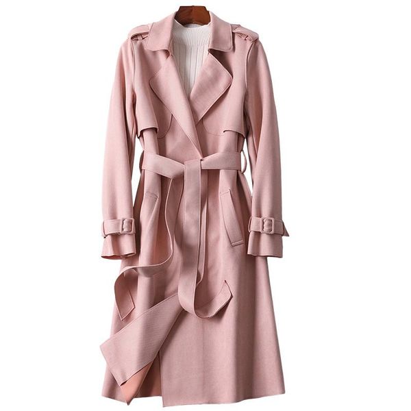 women's trench coats spring autumn pink long coat women fashion sim belt classic elegant ladies business windbreaker outerwear female, Tan;black
women's trench coats spring autumn pink long coat women fashion sim belt classic elegant ladies business windbreaker outerwear female, Tan;black