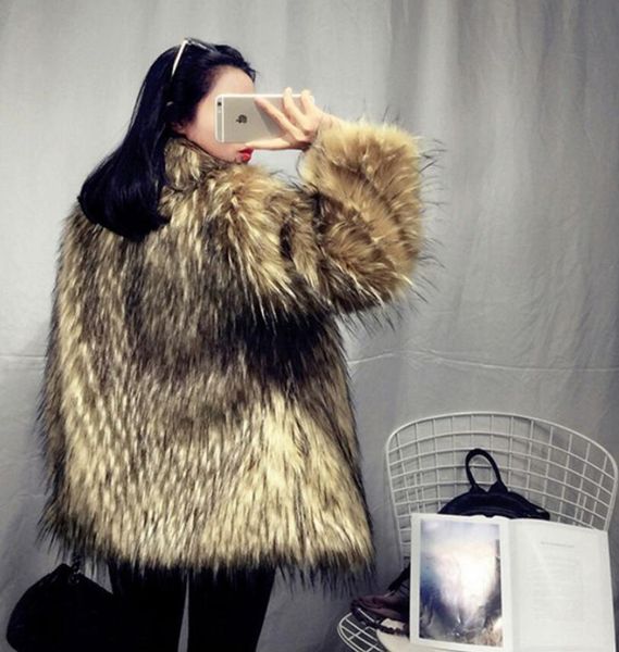 winter gradient hairy shaggy faux raccoon fur coat long sleeve furry women warm jacket lapel coat loose outerwear, Black
winter gradient hairy shaggy faux raccoon fur coat long sleeve furry women warm jacket lapel coat loose outerwear, Black
