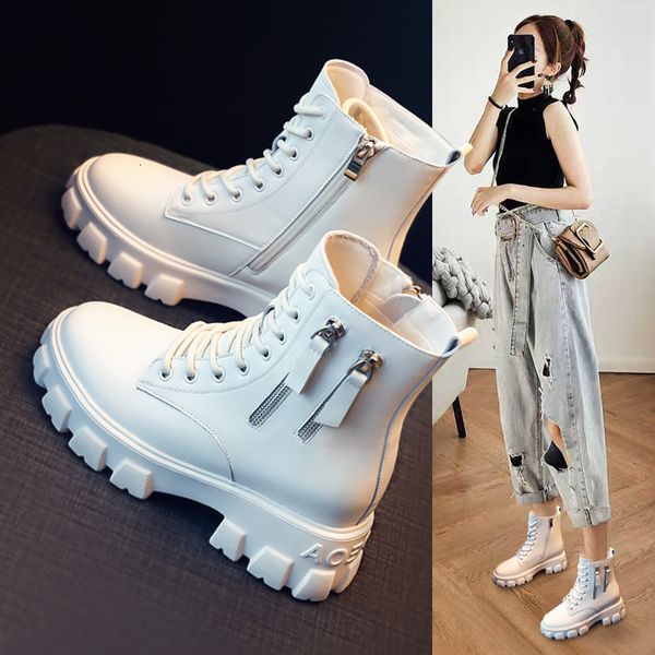 martin sho 2021 thick soled inner elevated women's summer white short boots autumn winter, Black
martin sho 2021 thick soled inner elevated women's summer white short boots autumn winter, Black