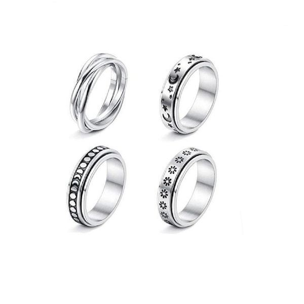 2022 fashion retro hip hop punk ring geometry stars moon flowers glossy men's and women's rotating rings jewelry gifts, Silver
2022 fashion retro hip hop punk ring geometry stars moon flowers glossy men's and women's rotating rings jewelry gifts, Silver