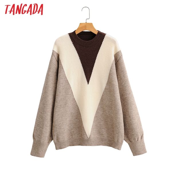 tangada women fashion elegant color block knitted sweater jumper o neck female oversize pullovers chic 1f210 210218, White;black
tangada women fashion elegant color block knitted sweater jumper o neck female oversize pullovers chic 1f210 210218, White;black