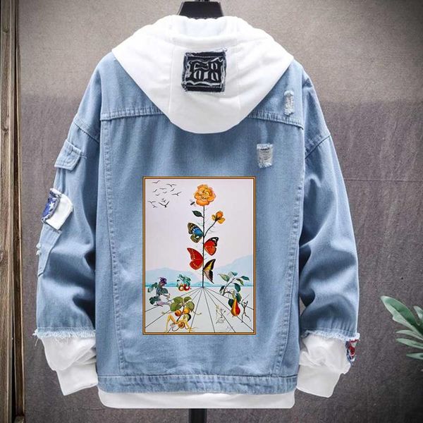 men's jackets recruiting bees and butterflies with print autumn denim jacket men hip hop harajuku streetwear spring bomber jean, Black;brown 
men's jackets recruiting bees and butterflies with print autumn denim jacket men hip hop harajuku streetwear spring bomber jean, Black;brown