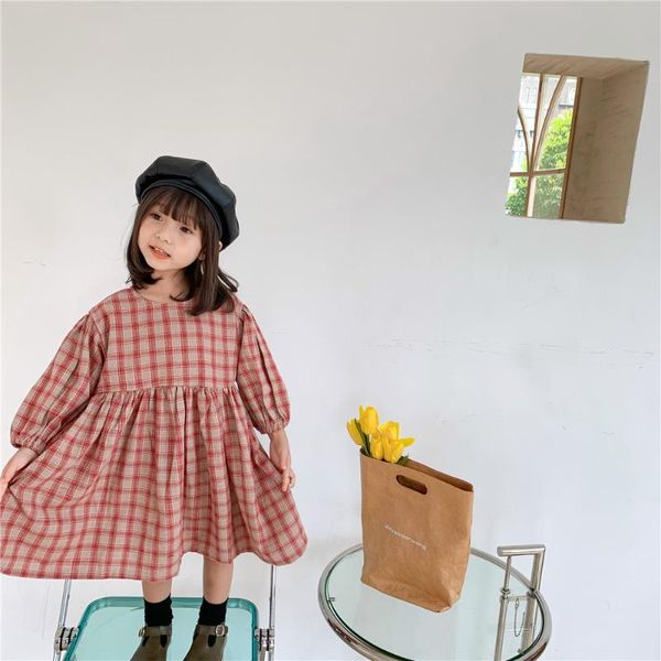 girl's dresses spring girls 2021 dress children korean long sleeve round collar grid, Red;yellow
girl's dresses spring girls 2021 dress children korean long sleeve round collar grid, Red;yellow