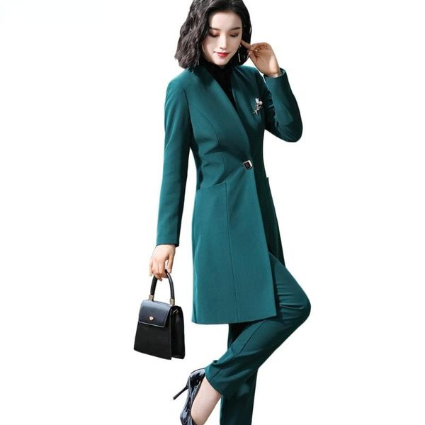 women's two piece pants women work pant suit green black 2 set 2021 fall winter one button long blazer jacket coat and for office lady, White
women's two piece pants women work pant suit green black 2 set 2021 fall winter one button long blazer jacket coat and for office lady, White